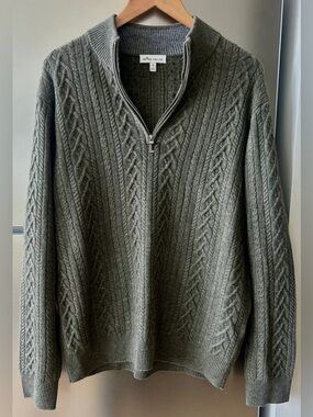 Peter Millar Quarter Zip Sweater XL Wool Yak Cashmere Cable Knit